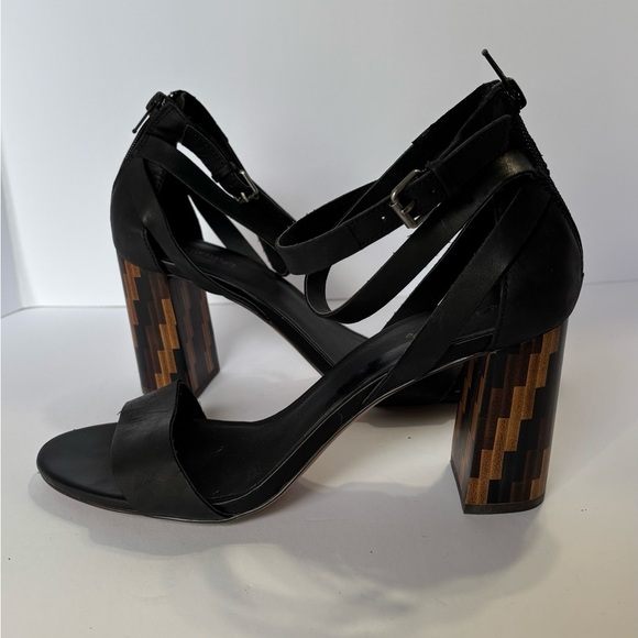 Crown Vintage Owen Black Block Heel Sandals Size - Picture 1 of 7